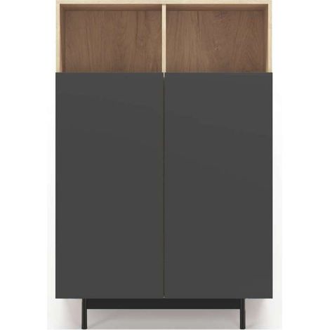 Mueble auxiliar modelo 603-1 acabado roble/grafito, 110 x 90 x 34 (alto x ancho x fondo) (1/3)