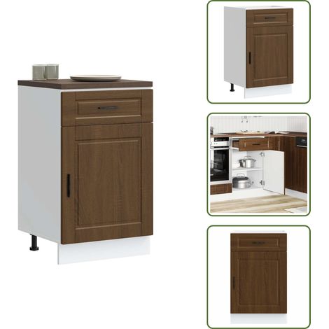 Madera de ingeniería - vidaXL Mueble bajo de cocina porto roble marrón madera reconstituida - Gabinete bajo cocina
