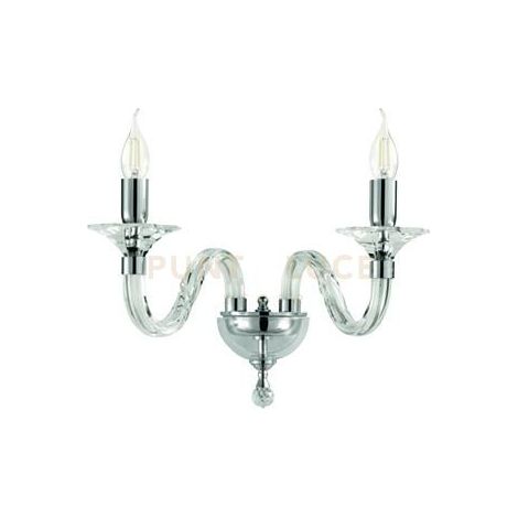 APPLIQUE GALA 2 LUCI ATTACCO E14 CRISTALLO E CROMO L.37CM