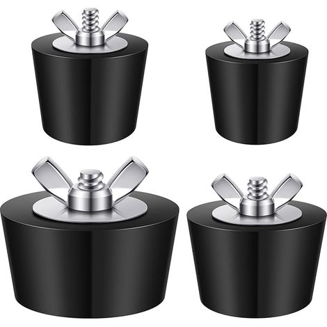 4-Pack-4-Größen-Pool-Stecker-Pool-Skimmer-Stecker, Pool-Überwinterungs-Stecker-Pool-Stecker mit Edelstahlschraube für Inground-Pool über Ground Pool (1 Inch,1.3Inch, 1.5 Inch, 2 Inch), Schwarz (1/5)