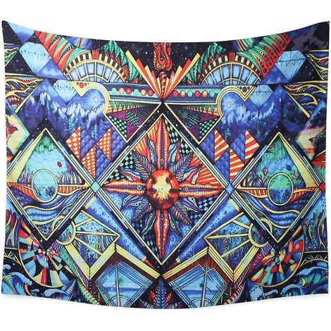 Tapisserie murale indienne style folklorique soleil et lune - Serviette de plage et couverture de pique-nique décorative hippie tribale (1/5)