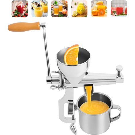 Presse-agrumes Manuel à Manivelle Presse-légumes En Acier Inoxydable avec Brosse de Nettoyage pour Presse-oranges Manuel pour les Agrumes, le Raisin, la Canne, l'Orange et les Baies (1/5)