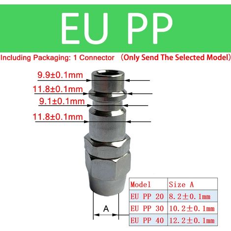 (EU PP-20)Raccord pneumatique ue rapidités connecteur de tuyau d'air couplage accessoires de compresseur à dégagement rapide Raccord Pneumatique européen (1/5)