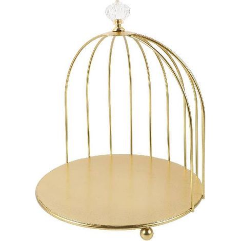 Présentoir à gâteaux vintage en fer forgé en forme de cage à oiseaux – Coupe dorée pour cupcakes et desserts – Présentoir à gâteaux de table doré – Coupe à fruits décorative – Cage à oiseaux-Karteo (1/4)
