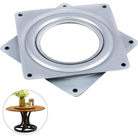 Plateau Tournant Lazy Susan 4 Pouces - Plaque Pivotante en Acier Galvanisé à Billes, Rotation Fluide 360° pour Support TV, Meuble, Bureau, Étagère, Présentoir (1/5)