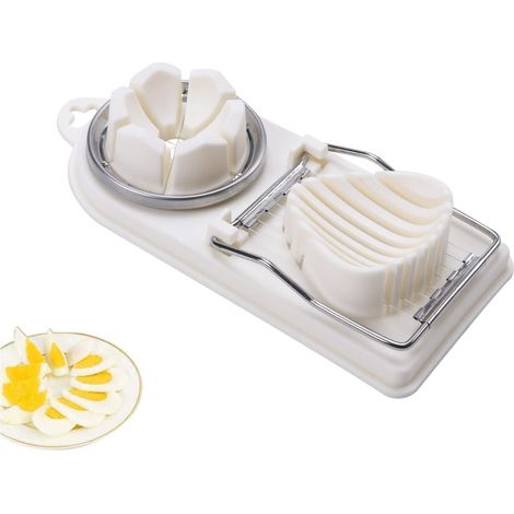 Coupe-œufs 2 en 1 Trancheuse Manuelle pour œufs Fils de Coupe en Acier Inoxydable 304 Outil de Coupe D'œufs Utilisé pour Couper Les Oeufs, Les Bananes et Les Fraises, Blanc (1/5)
