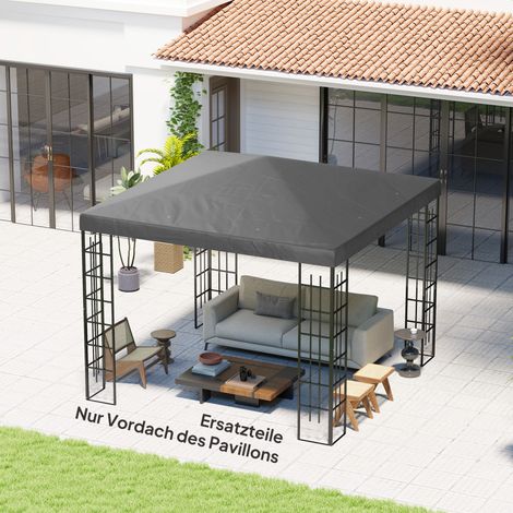 Lona de repuesto de 3 x 3 m para cenador, lona para cenador de jardín, con orificios de drenaje, UPF30+, gris oscuro.