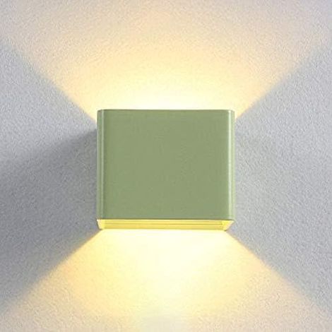 Applique murale carrée moderne à LED en métal coloré, mini lampes murales de 3,94 pouces de large for couloir, couloir, chevet(Green,Warm Light) (1/5)