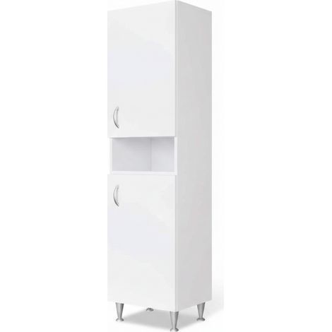 Mueble columna lavadero 45x50x185 cm – 2 puertas individuales – Madera blanca hidrófuga – Negrari (1/4)