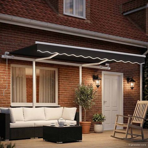 Maison Exclusive - Tenda da Sole Retrattile Manuale con LED 3x2,5m Antracite (1/5)