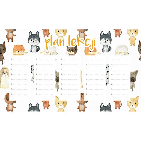 Magnetischer Unterrichtsplan Aquarell-Hunde 45x26CM