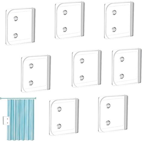 8 Pcs Pince Murale du Rideau de Douche Clip d'arrêt du Rideau de Protection Douche Auto-Adhésifs Clips pour Salle de Bains Fuite De l'eau Rideau de Douche (1/5)