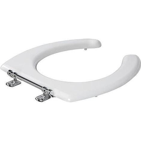 WC-Bague de siege Elga ouvert blanc en polyester, charniere en laiton chrome (1/3)