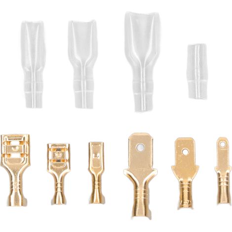 Connecteur électrique à sertir 600 pièces laiton, cosse male femelle en cuivre avec gaine transparente (1/5)