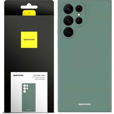 Custodia in silicone Spacecase per Galaxy S22 Ultra, verde scuro (1/5)