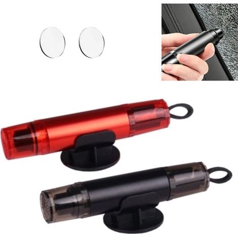 Set di 2 rompivetro, martello di sicurezza per auto 2 in 1, rompivetro e taglia cinture di sicurezza con vetro di prova e supporto autoadesivo, taglia cinture di sicurezza (1/5)