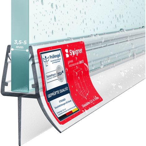 STEIGNER Joint de douche pour paroi en verre, 60cm, vitre 3,5/4/5mm, joint d'étanchéité PVC droit pour les cabines de douche réctangulaires, UK13