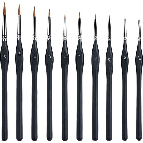 1 lot de 10 pinceaux de peinture, pinceau fin, mini pinceaux, pinceaux fins, petits pinceaux, micro pinceau, pinceau à pointe fine. (1/3)