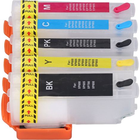 5er-Set Druckerpatronen mit Permanentchip, 5 Farben, Nachfüllpatronen-Set (BK PK CMY T3351 T3361 T3362 T3363 T3364) (1/5)