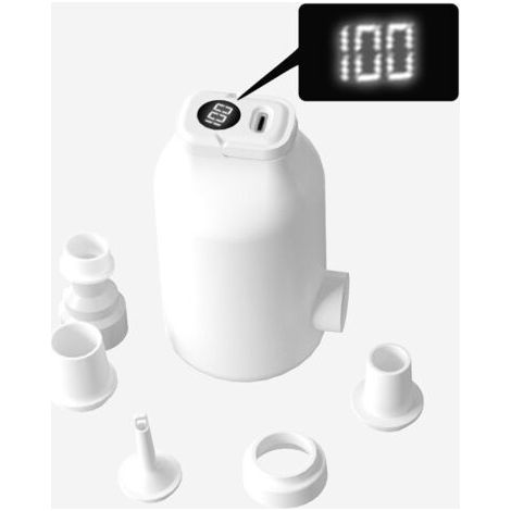 Electric Air Pump for Inflatable Bed Mattresses, Vacuum Storage Bags – Mini Portable, Rechargeable, Quick Inflation & Deflation with 5 Nozzles, LED Light, Auto Shut-Off for Swimming Pool Floats (1/3)