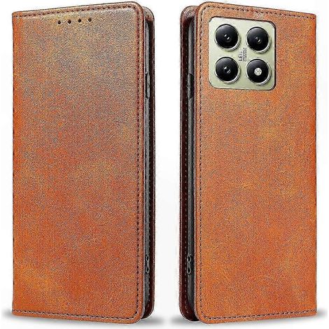 iPhone 14T Pro Handyhülle aus strukturiertem Kalbsleder-PU, genarbter Lederoptik, roségoldene Magnethülle (1/5)