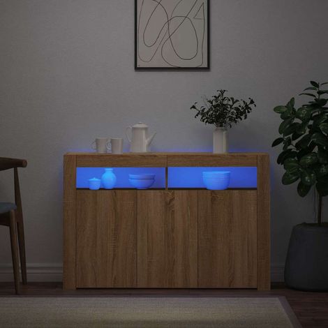 Credenza con Luci LED Rovere Sonoma 115,5x30x75 cm vidaXL