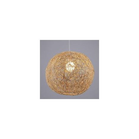 Suspension Champêtre en Rotin et Osier Tressé, Abat-Jour Style Lanterne Bambou pour Salon ou Couloir, Douille E26 (1/4)
