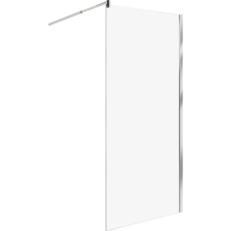 Mampara de ducha de vidrio templado sin puerta plateado 90 x 190 cm Ahaus