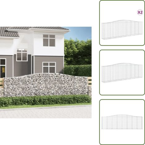Paniers à gabions arqués 2 pcs 400x50x120/140 cm Fer galvanisé - Panier Gabion - Mur Gabion - Clôture Gabion - Décoration Jardin - Barrieres Jardin (1/5)