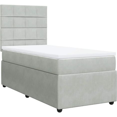 Maison Exclusive - Sommier à lattes de lit et matelas Gris clair 90x190 cm Velours (1/5)