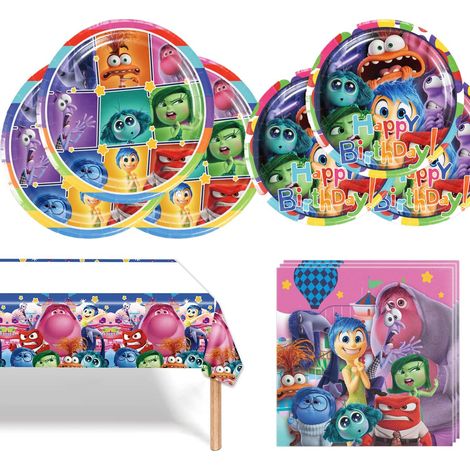 Inside Out - Ensemble de vaisselle de fête pour enfants - Décoration d'anniversaire - Fournitures de fête d'anniversaire et de table (service secret) (1/5)