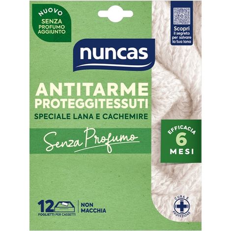 NUNCAS ANTITARME PROTEGGITESSUTI FOGLIETTI SENZA PROFUMO - 12 PEZZI (1/4)