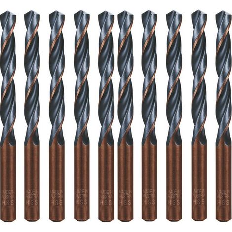 10 Forets Hélicoïdaux HSS Court DIN 338 RN - Aciers 118° D. 7.14 x Lt. 109 x Lu. 69 x Q. 7.14 mm x Z2 - Diamwood