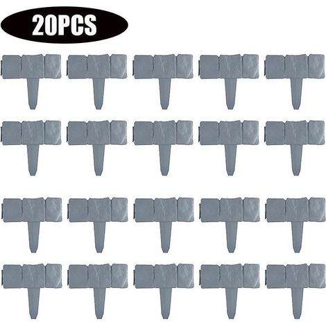 20pcs Jardin Clture Bordure Pliante Paysage Imitation Pierre Plastique Jardin Clture Pelouse Clture Panneau Bricolage Ornements (1/4)