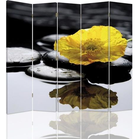Paravento bilaterale, Zen con fiore giallo - 180x170 (1/5)