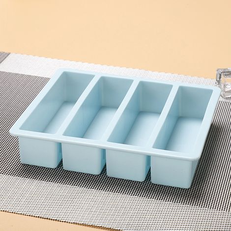1 cube en silicone à grille 4 cases, forme carrée, bleu, à monter soi-même (1/5)