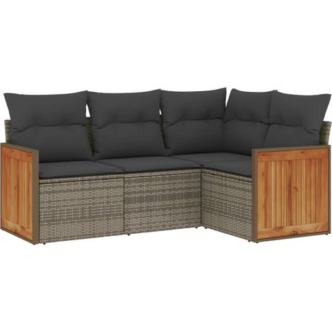 Maison Exclusive - 4-tlg. Garten-Sofagarnitur mit Kissen Grau Pol