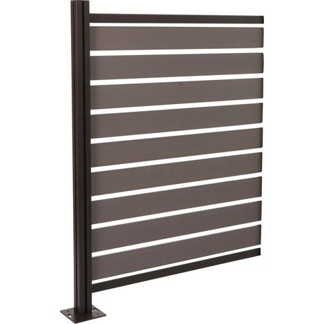 Valla de aluminio para papeleras HHG-947, elemento de ampliación revestimiento de papeleras, aspecto madera extensible 130x100x6cm, gris