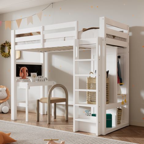 letto 90x200 con scrivania armadio salvaspazio bianco OKMYHOME (1/5)