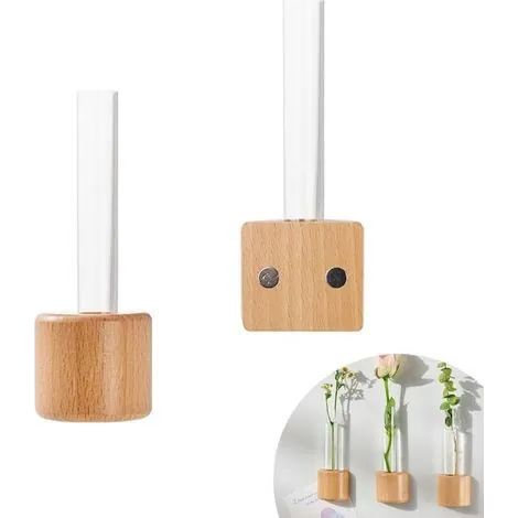 Tubes à fleurs, 12,5 cm, lot de 2, vase mural en plastique, vase à fleurs magnétique, tube à essai magnétique, tube à essai en plastique transparent, pour bureaux, chambres, couloirs