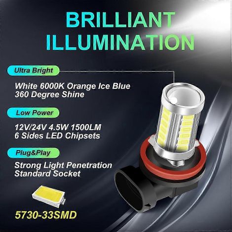 bombillas LED P13W superbrillantes para faros antiniebla delanteros de coche, luces de circulación diurna (DRL) para MAZDA CX-5 PEUGEOT 508. (1/3)