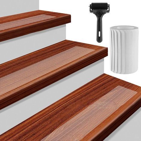 Lot de 20 marches d'escalier transparentes antidérapantes 15 x 60 cm - Transparentes - Autocollantes - Pour marches en bois