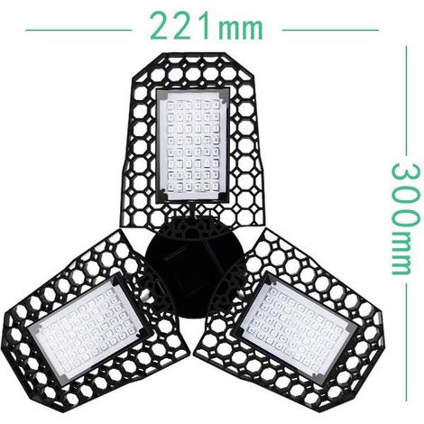 Lampes de culture LED transformables pour plantes d'intérieur 3 panneaux pliables à 90 degrés E27 Spectre de croissance des plantes Lampes de culture Plantes Légumes Fleur Serre, 144 LED, 1 Pc, Noir (1/2)