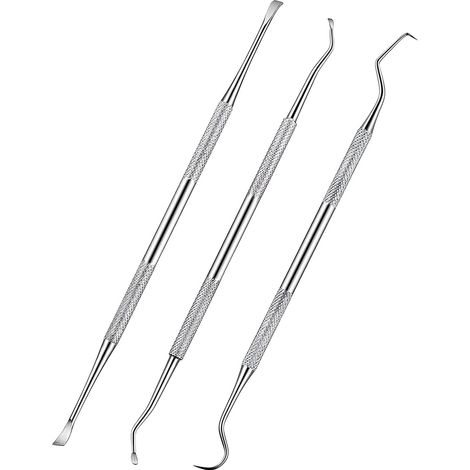 Set di 3 strumenti per la pulizia e la rimozione dei denti del cane, con doppia estremità in acciaio inossidabile, ideale per cani e gatti (argento).