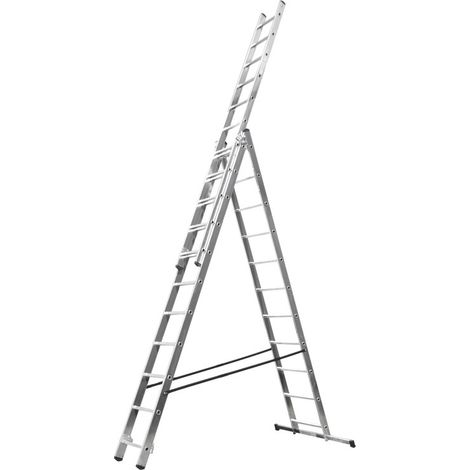 Echelle transformable 3 plans 3x11 échelons 6,55m/7,35m en aluminium Hailo HobbyStep Type d'embouts - Embout professionnel (1/5)