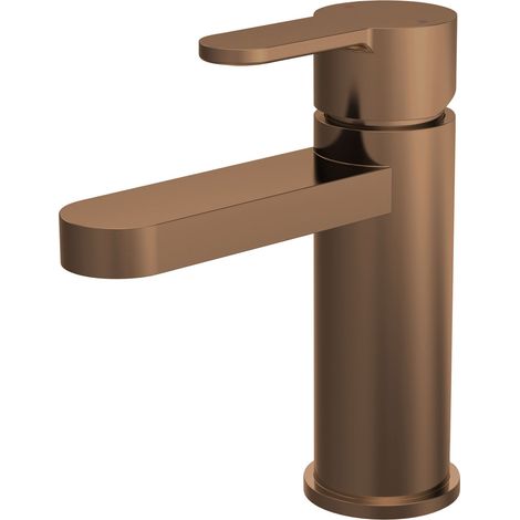 Nuie Arvan Mono Basin Mixer Tap With Push Button Waste - Brushed Bronze
