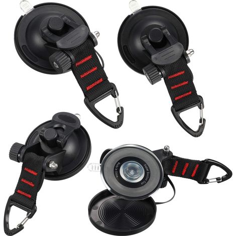 4 Pièces Ancre à Ventouse avec Fixation du Crochet d'Arrimage, Crochet de Fixation de Ventouse Auvent pour Tentes Latéral de Voiture Accessoire de Bâche de Camping (1/5)