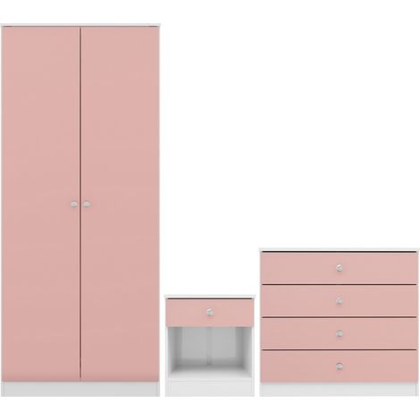 Denver Trio Set - L48 x W75 x H175 cm - White/Pink Gloss