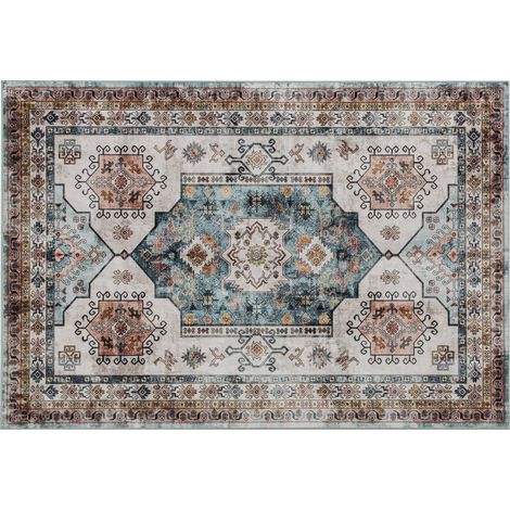 Tappeto Vintage Antiscivolo e Lavabile 230x160 cm a Pelo Corto in Effetto Cashmere Multicolore (1/5)
