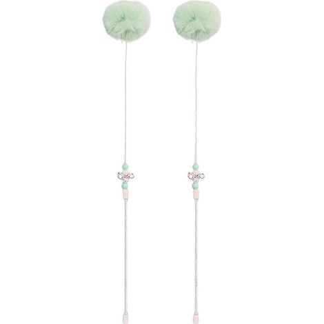 Lot de 2 bâtonnets à chat amusants, jouet interactif pour chatons, balle à poils colorés - Vert (1/5)